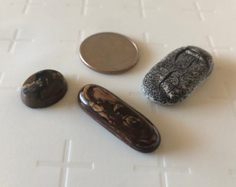 Cabochon Lot - Deschutes Jasper Plume Agate Dendritic Mudstone Cabochons Stones DESTASH