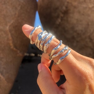 Molten Freeform Recycled Sterling Silver Melt Rings Handmade