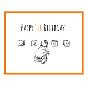 Happy 1st Birthday (Doljanchi/Dol/Zhuazhou) Grußkarte
