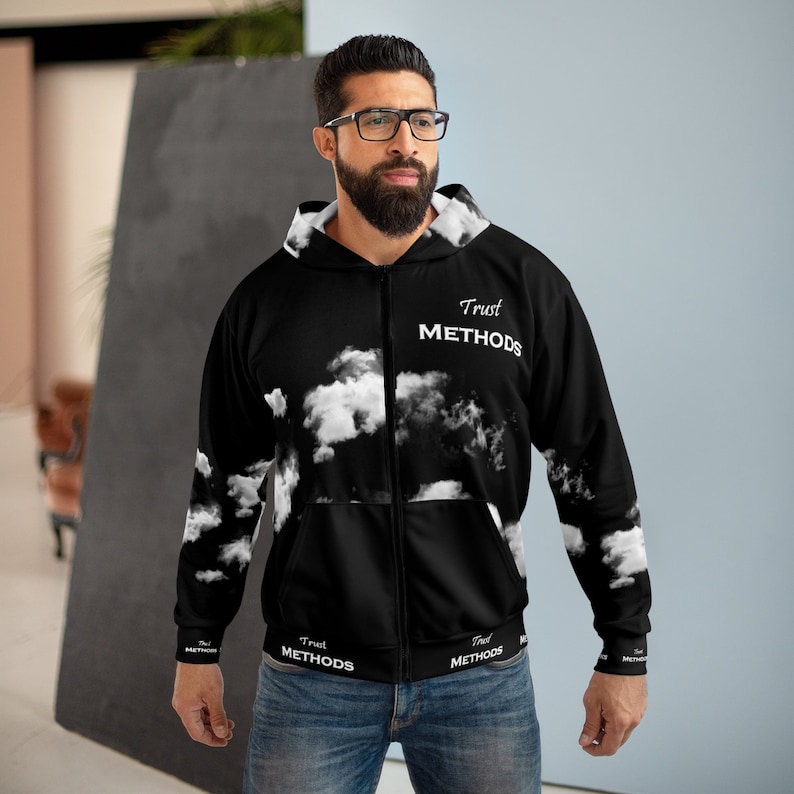 Métodos de confianza DELUXE Signo de Tierra Taurus Zip Up Sudadera con capucha Negro imagen 3