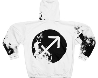 Métodos de confianza DELUXE Signo de fuego Sagitario Cremallera Con capucha Blanca