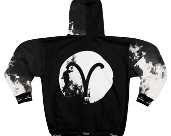 Métodos de confianza DELUXE Fire Sign Aries Zip Up Hoodie Black