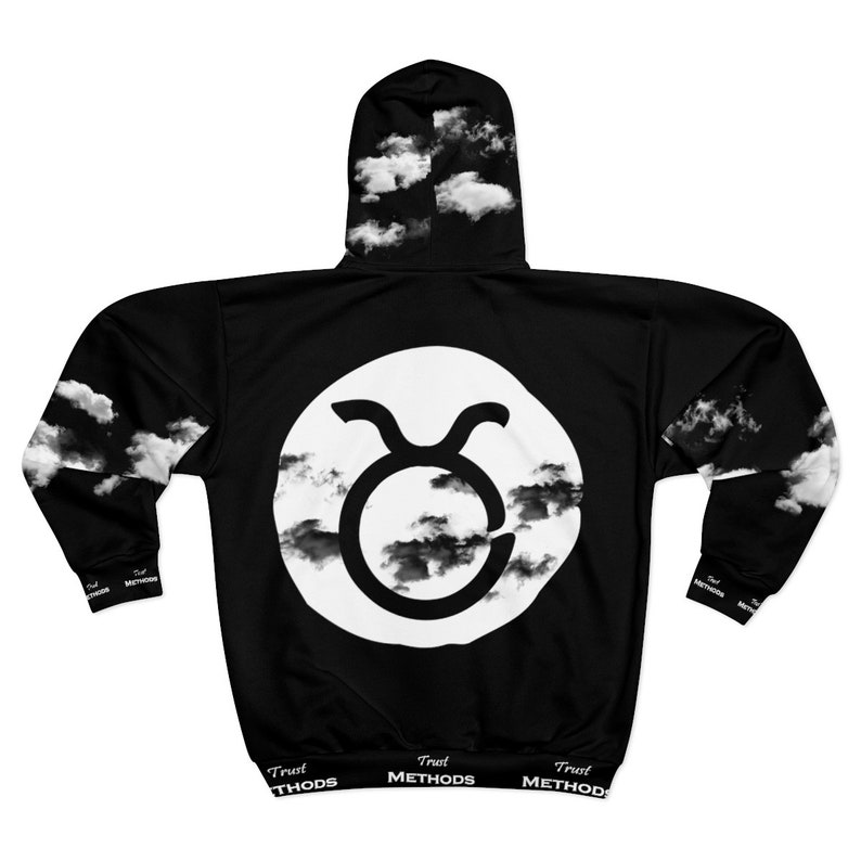 Métodos de confianza DELUXE Signo de Tierra Taurus Zip Up Sudadera con capucha Negro imagen 1