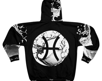 Trust Methods DELUXE Water Sign Pisces Zip Up Hoodie Black