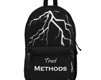 Trust Methods Earth Sign Lightning Back to School Backpack Bag Black