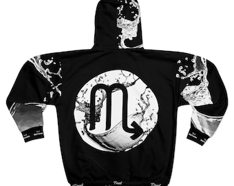 Métodos de confianza DELUXE Water Sign Scorpio Zip Up Hoodie Negro
