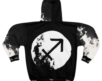Métodos de confianza DELUXE Fire Sign Sagittarius Zip Up Hoodie Black