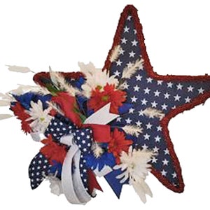 Farmhouse Star Grapevine Wreath, Twig Star Patriotic Decor, Red White and Blue Patriotic, America Star Decor