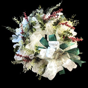 DIY Wreath Kit Christmas & Winter with Frosted Greenery and Berries, Farmhouse Country Make it yourself gift, Front Door Wreath