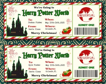Universal Ticket, Editable Ticket, Theme Park Ticket, Hogwarrts, Affordable gifts, Kids gifts, Universal Studios Ticket, Christmas 2025