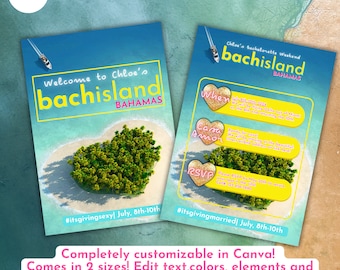 Island inspired Birthday Invitation, Tropical Birthday Invitation, Hen Party Invitations, Beach Party Invitation Template. Evite Template