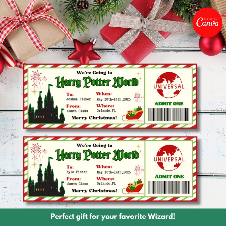 Universal Ticket, Editable Ticket, Theme Park Ticket, Hogwarrts