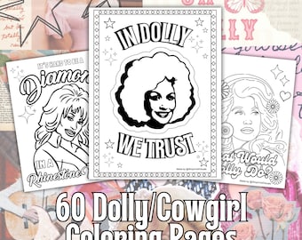 Cowgirl Coloring Pages, Dolly Coloring Pages, Kids Coloring Pages , Adult Coloring Pages , Dolly Parton Inspired, Coloring Book