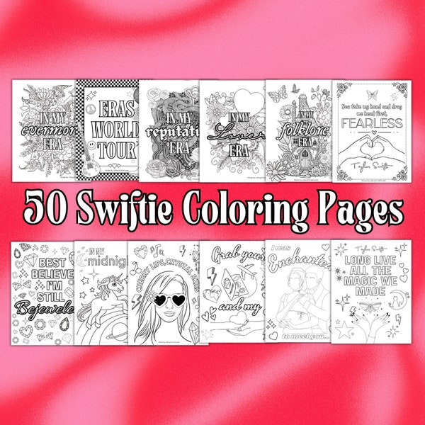 Taylor Swift Coloring Pages, Swiftie Inspired, Birthday Party, Swiftie Merch, Kids Coloring Pages,Adult Coloring Pages, Coloring book