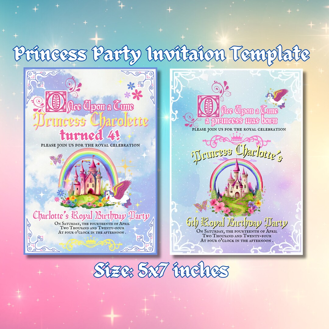 Princess Printable Princess Party Fairytale Invitation Template Kids ...