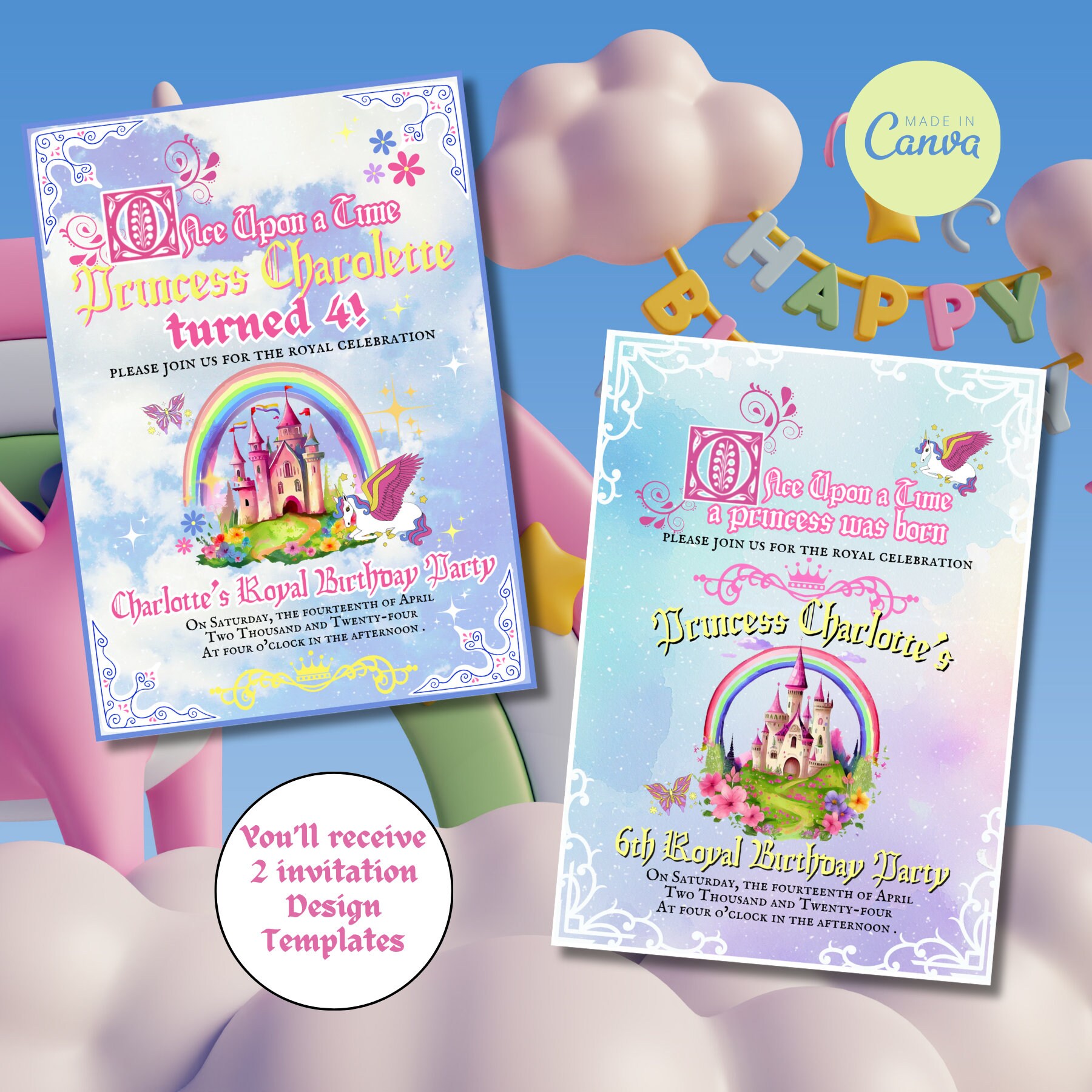 Princess Printable Princess Party Fairytale Invitation Template Kids ...
