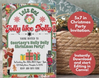 Dolly, Retro Christmas Invitation, Christmas Card, Christmas Printable, White Elephant, Christmas Party, Christmas 2025