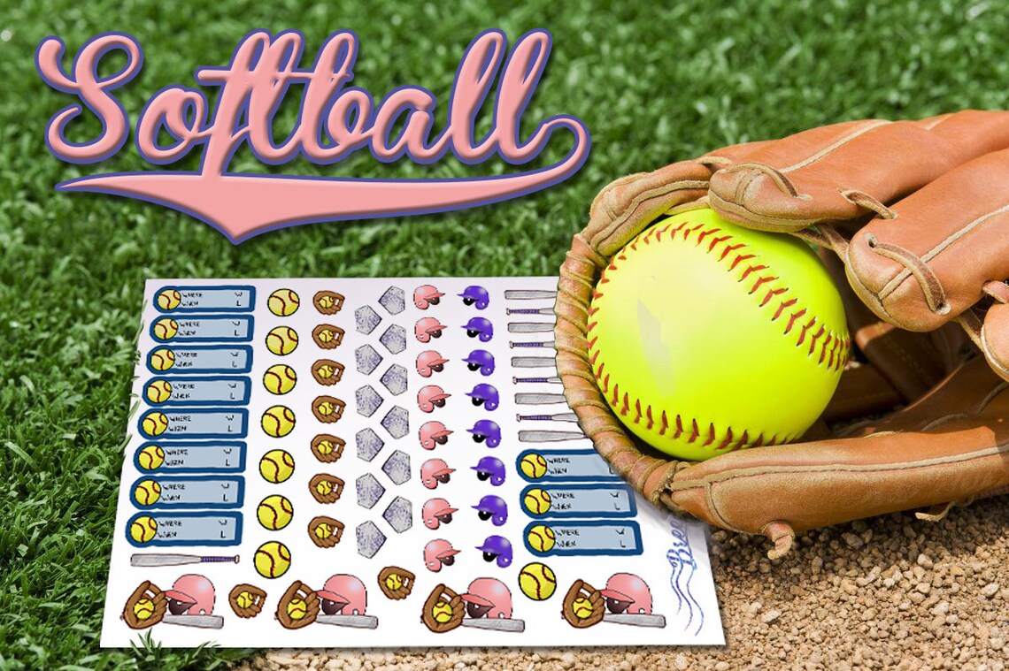 Printable Softball Planner Stickers for Erin Conrad, Happy Planner, and ...