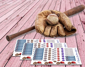 Awesome Printable Baseball Planner Stickers, Baseball Stickers with Cut Files!