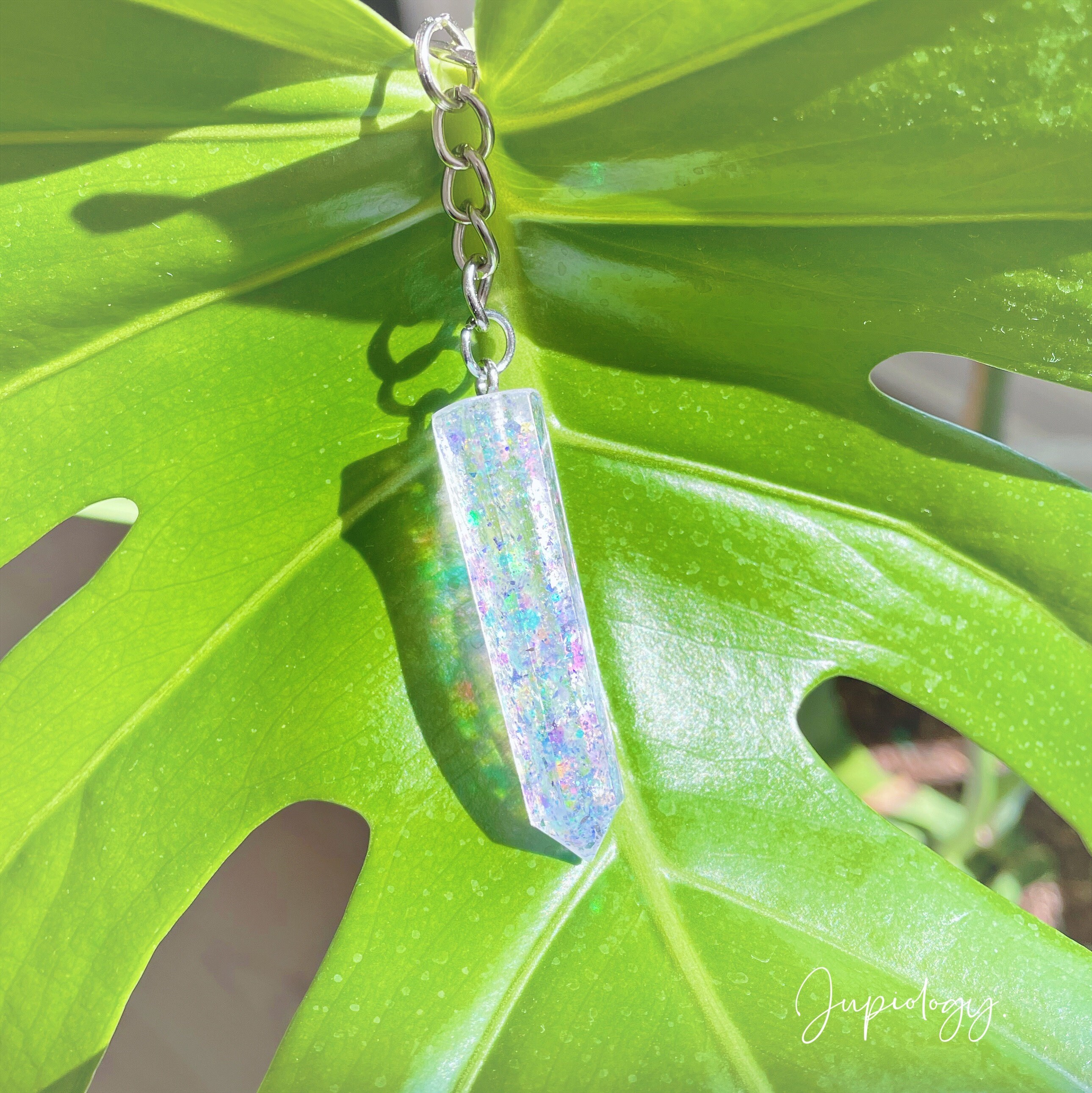 Crystal pendant keyring glitter gem keychain handmade resin Etsy