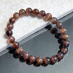 8mm, Certified Natual Sunstone In Iolite Bracelet, "BLOODSHOT" IOLITE, Natural Cordierite Bracelet,  天然收藏级滴血堇青石金草莓堇青石手串
