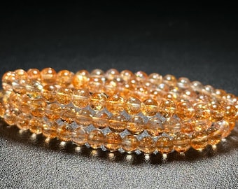 5.5mm, Certified Collection Grade Natural Orange Golden Sunstone multi Wraps bracelet, Top Grade Sunstone bracelet, 天然收藏级白水体+爆闪大闪片金太阳石多圈