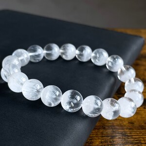10.5mm+, Certified Natural White Phantom Quartz Beads