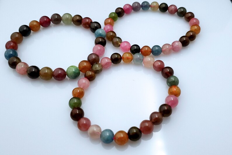 Candy color tourmaline bracelet, 7.8mm /& 8.8mm Multi Tourmaline Genuine Tourmaline Bracelet Natural Multicolor Tourmaline Bracelet