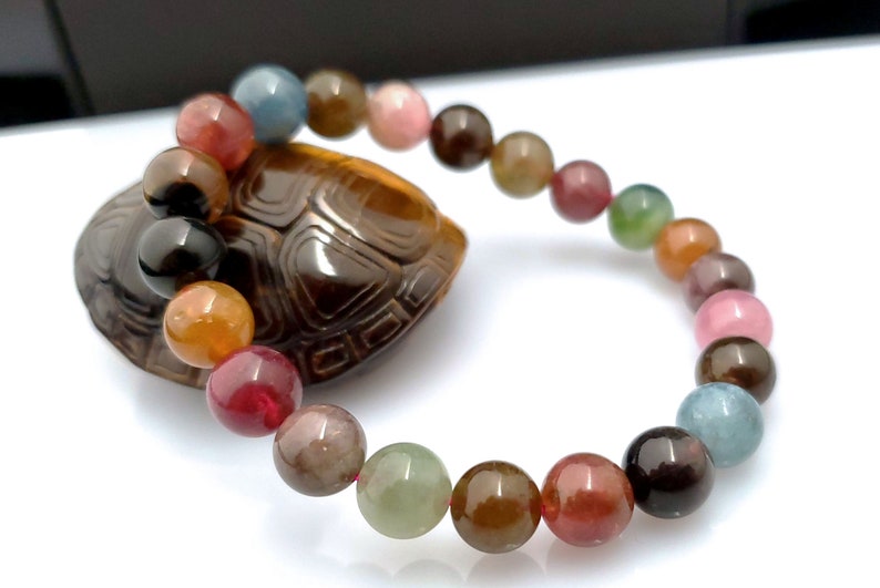 Candy color tourmaline bracelet, 7.8mm /& 8.8mm Multi Tourmaline Genuine Tourmaline Bracelet Natural Multicolor Tourmaline Bracelet