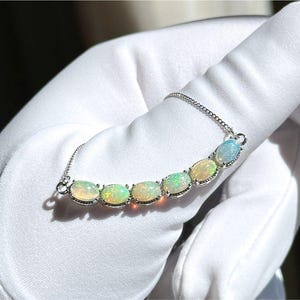 Certified Natural Oval Cabochon Ethiopian Opal Pendant Necklace, S925 Sterling Silver, Natural opal silver Pendant, 天然满火彩欧珀纯银吊坠