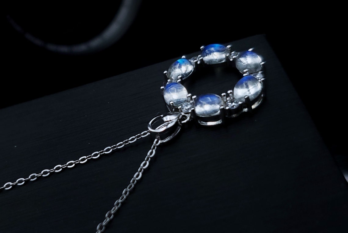 Sri Lanka Moonstone Pendant Necklace Blue Moonstones Necklace Etsy