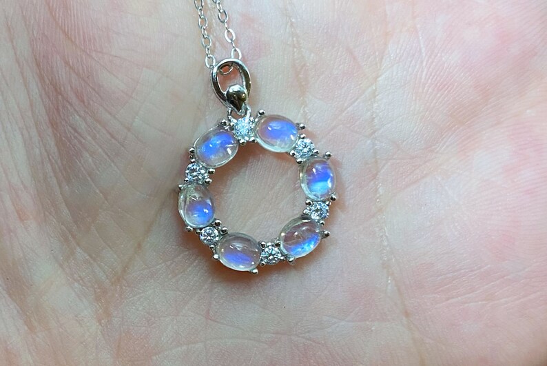 Sri Lanka Moonstone Pendant Necklace Blue Moonstones Necklace Etsy