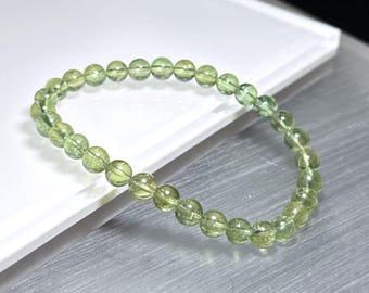 6mm, Certified Natural High-Quality Green Apatite Beads Bracelet, 天然玻璃体绿磷灰手串