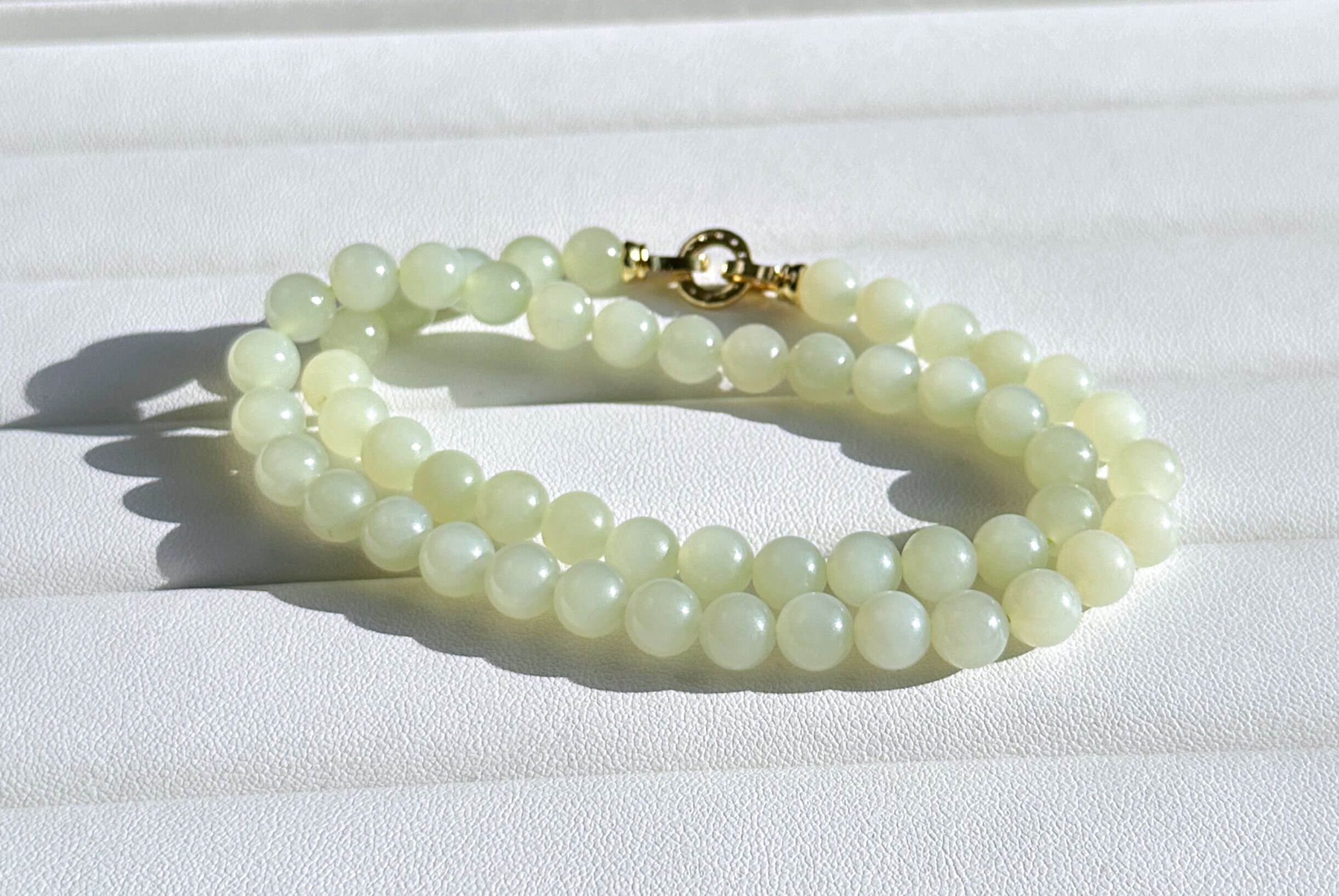 8mm, Certified Natural Hetian Yellowish White Nephrite Jade Beads 
