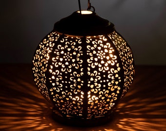 Indian Iron Tea Light Lantern; Vintage Style Outdoor Decoration