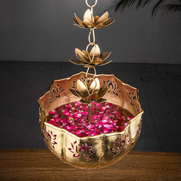 Hanging urli with lotus bowl