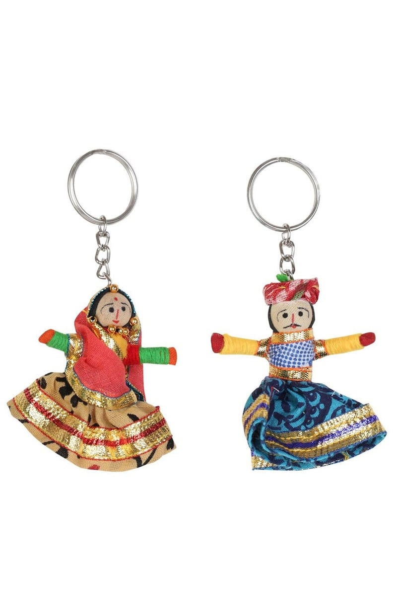 Set of 3 Pairs Indian Puppet Keychains