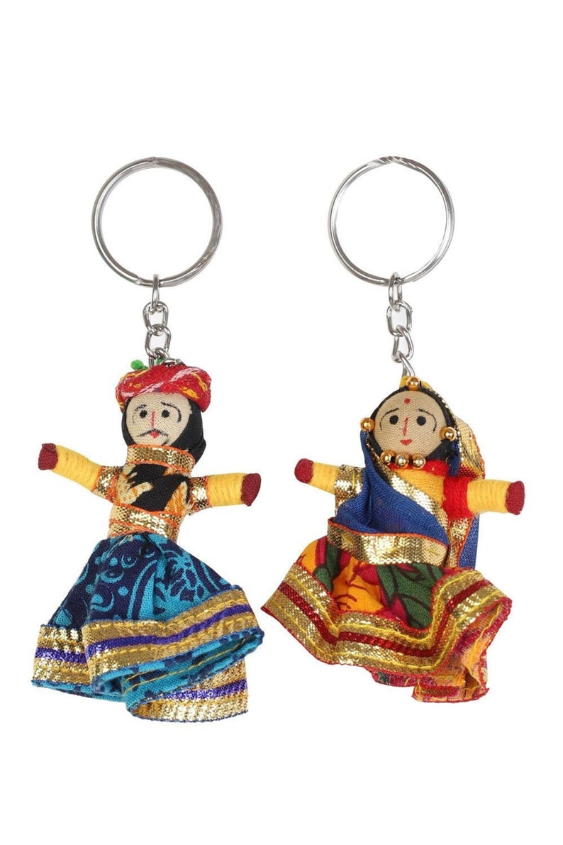 Set of 3 Pairs Indian Puppet Keychains