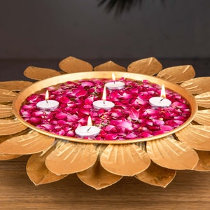 Handmade Lotus Shaped Urli; Candle and Floral Decoration Showpiece