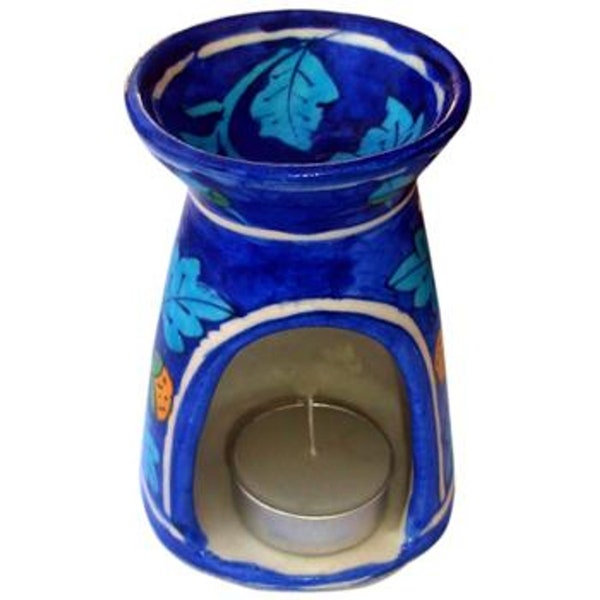Blue, turquoise and orange ceramic blue pottery oil diffuser