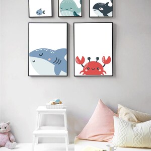 Set von 11 Ozeanpostern, Druckbar, Meerestiere, Meerestiere, Poster für Babyzimmer, Poster für Kinder, Kinderzimmer, Poster