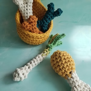 Ganchillo hecho a mano Juguete masticable para perros pequeños grandes gatos- hueso, forma de baqueta