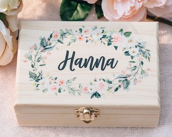 Flower Girl Gift Box - Bridesmaid Gift - Girl Gift Box -  Personalized Bridal Party Gift - Wooden Box #WB001