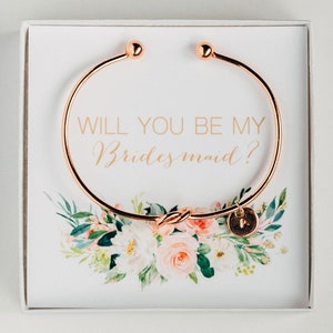 Bridesmaid Proposal Gift - Will you be my Bridesmaid - Bridesmaid Initial Bracelet - Personalized Gift - Tie the knot bracelet  #BC004