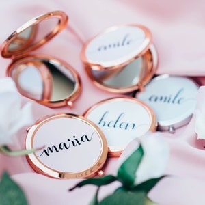 Bridesmaid Mirror, Bridesmaid gift, Personalized Pocket Mirror, Name Pocket Mirror, Handheld Compact mirror PM01-09 image 2