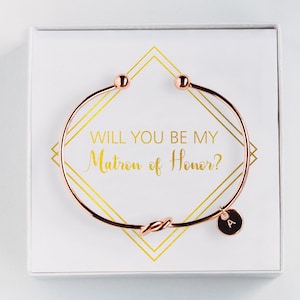 Matron of Honor Proposal Gift Will you be my Matron of Honor Initial Bracelet Personalized Gift BC061 image 1