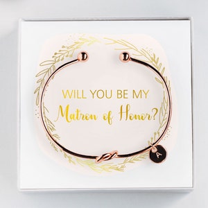 Matron of Honor Proposal Gift - Will you be my Matron of Honor Initial Bracelet - Personalized Gift  #BC046