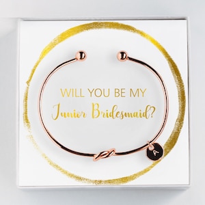 Junior Bridesmaid Proposal Gift - Will you be my Junior Bridesmaid - Initial Bracelet - Personalized Gift  #BC052