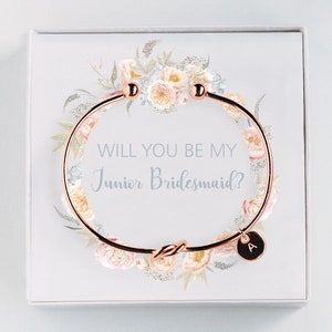 Junior Bridesmaid Proposal Gift - Will you be my Junior Bridesmaid - Initial Bracelet - Personalized Gift  #BC037