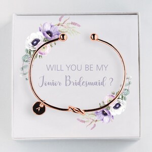 Junior Bridesmaid Proposal Gift - Will you be my Junior Bridesmaid - Initial Bracelet - Personalized Gift  #BC027